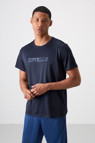 Tommy Life Lacivert Polyester Nefes Alan Dokulu İnce Esnek Standart Fit Erkek Performans T-shirt - 88385 Lacivert