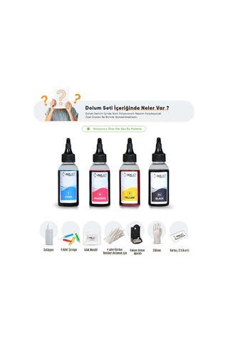 HP 301/HP 302/HP 304/HP 300 Uyumlu 4 Renk Mürekkep Seti 4X100 ML