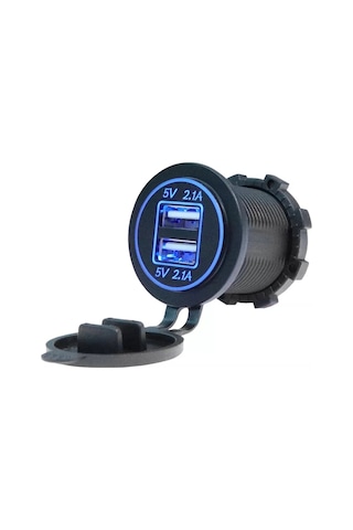 Ic-266c-1 Pano Tip İkili Usb 4.2a Mavi Ledli Soket