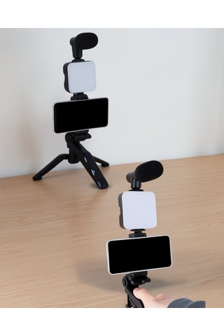 Telefon Tutucu Vlog Video Kiti Mini Led Işıklı Standart