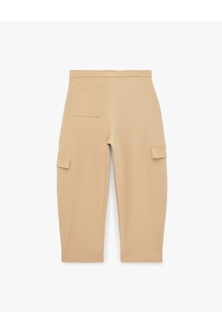 Koton Gabardin Barrel Pantolon Kargo Cepli Yüksek Bel Bol Kesim Bej 7wkg40089aw Ekru