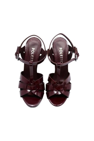 Poletto Hakiki Deri Bordo Sandalet Topuklu 6564 210-879 Bordo