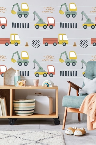 Şirin İş Makineleri Temalı 20 Parça Çocuk Ve Bebek Odası Dekoratif Duvar Sticker Seti Figür 2