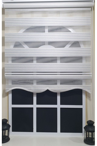 Storburada Zebra Stor Perde Çizgili Etek Dilimli St 010 Ekru