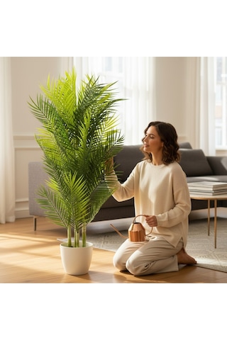 Lüx Yapay Areka Bambu Ağacı Çift Renk 140 Cm 40 Yaprak Yeşil