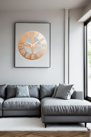 Roma Model Metal Lazer Kesim Akar Sessiz Mekanizmalı Duvar Saati 40 40 Cm -m020 Bakır