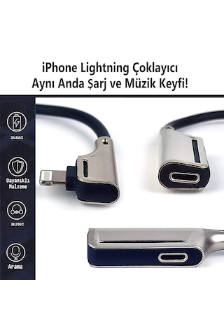 Aluminyum Kasa Çift Lightning Çoklayıcı Adaptör Dual Jak