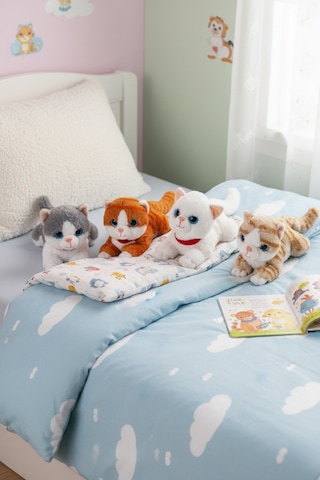 Miyavlayan Peluş Kedi 25 Cm - Yumuşacık Tüylü Sesli Uyku Arkadaşı Ve Hediye Kedi Oyuncak Kahverengi