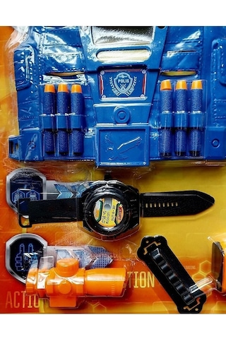 Can Yelekli Polis Seti 14 Parça Oyuncak Koruma Gözlüğü Nerf Mermili Saat Dürbün