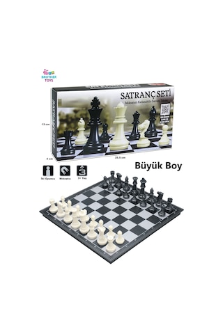 3'lü Büyük Boy Manyetik Oyun Seti - Satranç - Tavla - Dama 3'ü 1 Arada Set