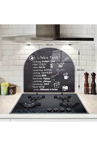 Decorita Cam Ocak Arkası Koruyucu | Oval Şekilli | Aşkın Tarifi