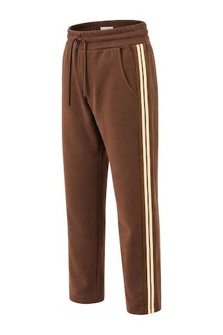 Plus Scorpion Erkek Slim Fit Eşofman Altı Yan Şeritli Pamuklu Kahverengi