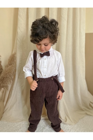 Miababy Papyonlu Fitilli Üçlü Takım kahverengi