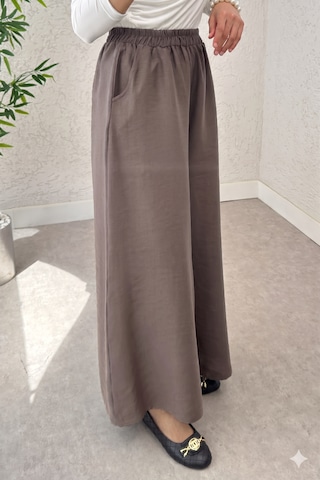 Caddebostan Moda Kadın Yazlık Boru Paça Etekli Pantolon Kahve