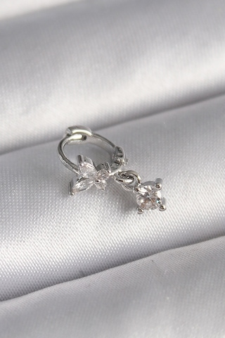 316l Çelik Gümüş Renk Zirkon Taşlı Kelebek Model Sallantı Detay Çok Renkli