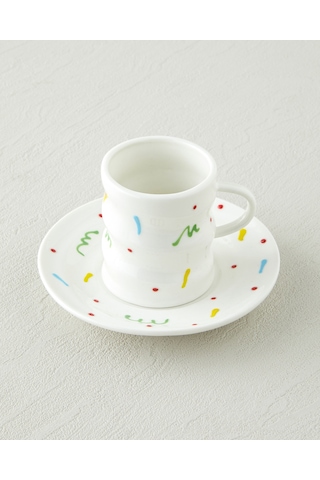 English Home Confella New Bone China 4 Parça 2 Kişilik Kahve Fincan Takımı 100 Ml Renkli Çok Renkli
