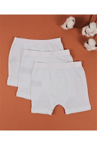 Cigit Üçlü Erkek Boxer Set 2-9 Yaş Beyaz Beyaz