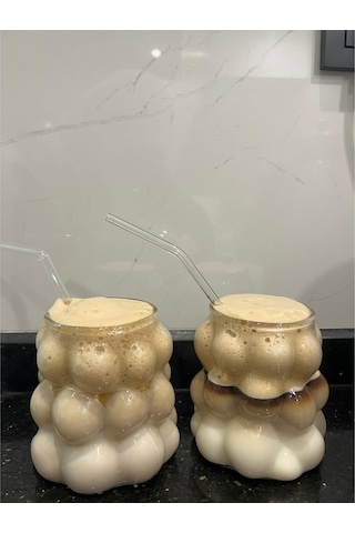 2 Adet Üzüm Kabartmalı Borosilikat Cam Bardak Sunumluk Pinterest Bubble Bardak Soğuk Kahve Bardağı Şeffaf