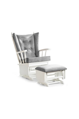 Meltem Kids Sallanır Emzirme Dinlenme Koltuğu Sallanan Sandalye Sallanan Koltuk + Markiz (Beyaz-Gri 3040) Gri