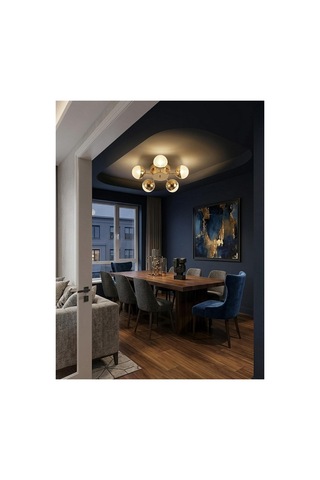 Lumia Lighting Küre Model Gümüş 5"li Kumandalı Ledli 3 Renk Modu Kristal Salon Mutfak Yatak Çocuk Odası Avize Altın
