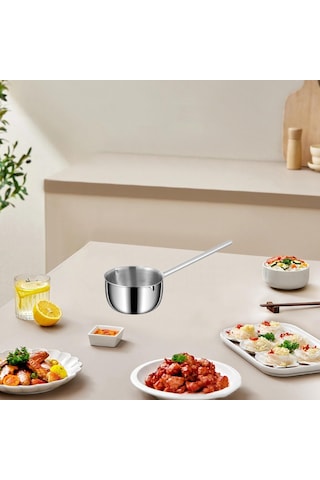 Homyl Uzun Saplı Sosluklu Yağ Tencere Küçük Ev Restoran Mutfak 600ml