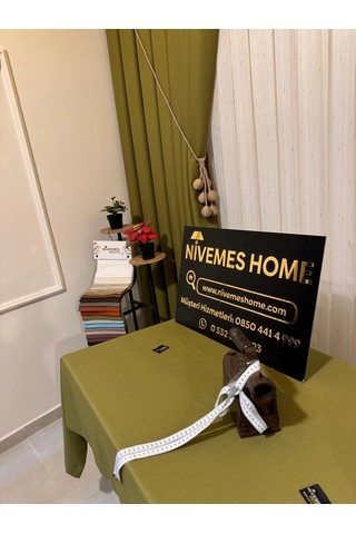 Nivemeshome Yeşil 140x220 Keten Masa Örtüsü Yeşil