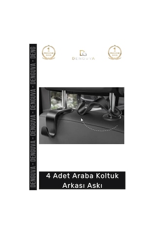 Askı Araç İçi Düzen Güvenlik Çanta Poşet Askısı Dayanıklı Pratik Montaj 4 Adet Araba Koltuk Arkası