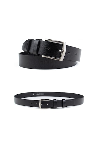 Özel Kutulu Siyah Gerçek Deri Erkek Kumaş Pantolon Kemeri