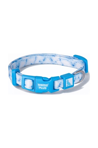 Swissplus Urban Paws Sky Marble Recycled Köpek Tasması - 10 Mm Beyaz - Mavi