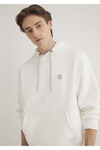 Mavi - Mavi Logo Nakışlı Kapüşonlu Beyaz Sweatshirt 065809-34519