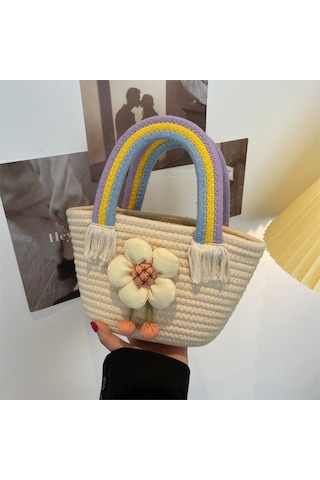 Saman Trendi Küçük Taze Çiçekli Çanta Moda Çanta-beyaz Kapalı Beyaz