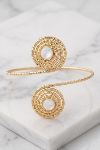 Taşlı Ayarlanabilir Çelik Pazu Bilekliği Gold