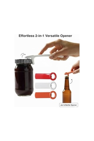 3 Adet Kavanoz Açacağı - 2 Si 1 Arada Çok Fonksiyonlu Pratik Kavanoz Ve Şişe Açacağı - Vakum Giderici Kolay Kapak Açıcı - Ergonomik Mutfak Yardımcısı 2 Kırmızı 1 Beyaz Diğer