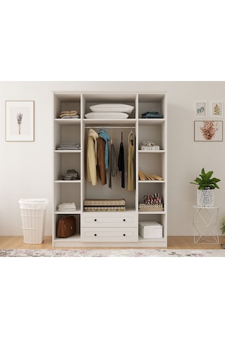 Rabi Mobilya Diva Country 4 Kapak 2 Çekmece Mega Gardırop