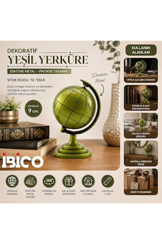 Globe Küçük Metal Dünya Biblosu - Dekoratif Süs Eşyası 5250