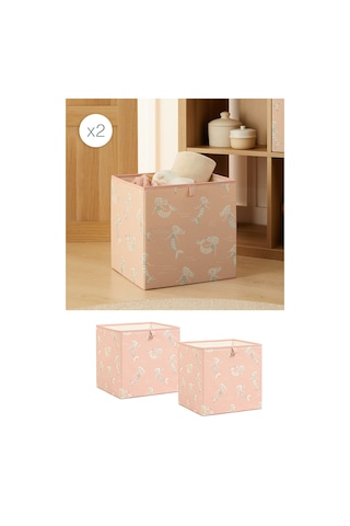 Ocean Home Textile 2'li Çocuk Odası Deniz Kızı Kutu Set 33 X 30 X 33 Cm Pudra