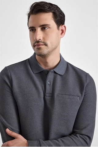 Süvari Gri Regular Düz Fermuarlı Polo Yaka Sweatshirt Sw2013700028-s05