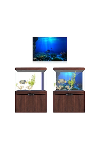 Qingmipy Akvaryum Arka Planı: Su Geçirmez Pvc Deniz Dünyası Desenli, Otomatik Yapışkan, 61x41 Cm Dekoratif Sticker
