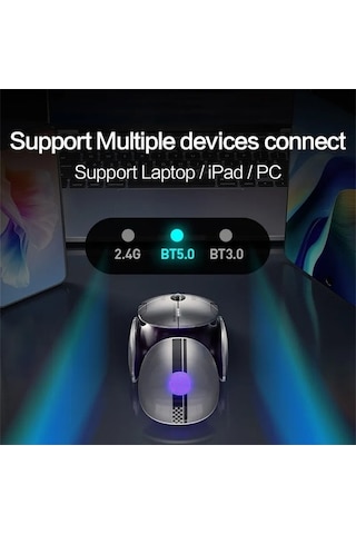 Prestigegoods Inphıc X2 3 Modu Fare Kablosuz Bluetooth 4.0/5.0 2400 Dpı Şarj Edilebilir Dizüstü Bilgisayar İçin X2