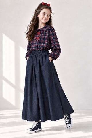 Angel&co. Girls Clothing Kız Çocuk Müsln Etek-ince Viskon Gömlek Takım Çok Renkli Çok Renkli