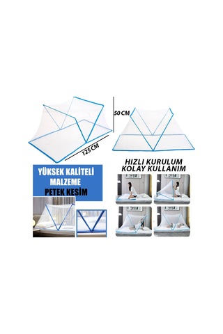 Sinek Koruyucu Cibinlik - Tül Çocuk - Bebek Portatif Kullanım 50x125cm Bx40