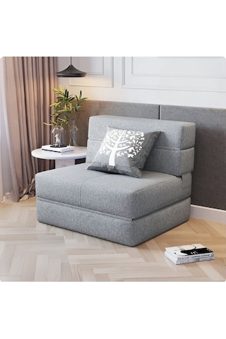 Good Night Twix Tek Kişilik Katlanır Yataklı Koltuk 72cm Gri