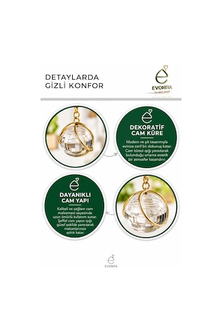 Evonıta Dekoratif Cam Küreli Damla Biblo Altın Renk Kristal Tabanlı Sallanan Küreli Masa Üstü Salon Konsol Dekoru