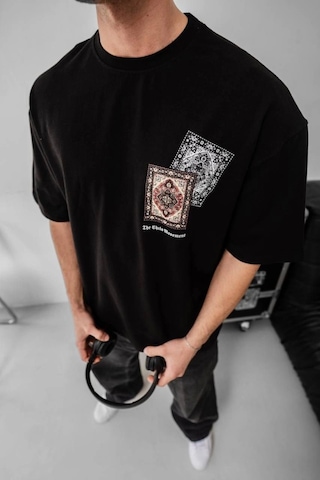 Efnaz Style Erkek Baskılı Oversize T-shirt - Siyah