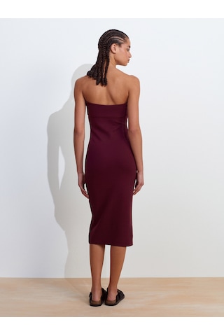Dilvin 91422 Straplez Elbise-bordo Bordo