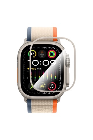 Watch Ultra 49mm Uyumlu Temperli Cam Ekran Koruyucu Caseworld Alloy Serisi Safir Titanyum