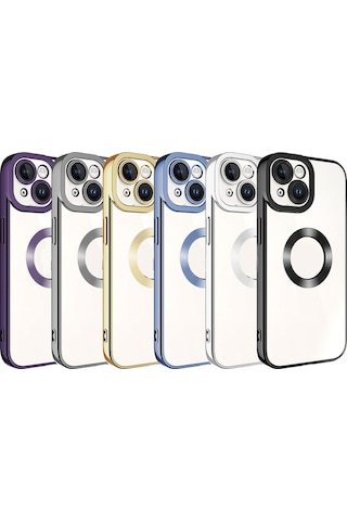 Apple Uyumlu iPhone 15 Kamera Korumalı Logo Gösteren Hptk Omega Kılıf-siyah Siyah Siyah