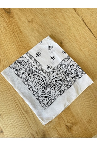 Pamuklu Klasik Desen Unisex 2li Bandana Seti Renkli Bandana Etnik Desenli A Kalite Bandana Beyaz