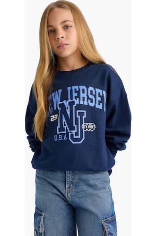 Defacto Kız Çocuk Relax Fit Bisiklet Yaka Baskılı Sweatshirt E8894a825aunv241 Lacivert
