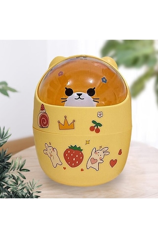 Pazly Suntek Sepeti Sarı Minik Mini Kutusu Konteyner Kalemlik Ev Çöp Ayı İy Sarı
